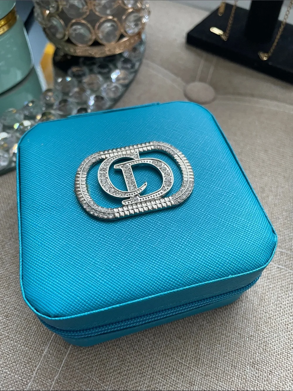 ✨Teal Jewelry Travel Case with Crystal Emblem✨NEW